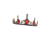 PartyKindom Baroque Crystal Bridal Tiara Crown Wedding Hair Accessory for Women Vintage Golden Red Fairy Headdress Lightweight Durable Headpiece for Engagement Party Decoration