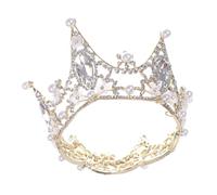 PartyKindom Baroque Style Bridal Crown Tiara with Pearls and Crystal Flowers Alloy Jeweled Headpiece for Wedding Bride Elegant Sparkling Hair Accessory for Bridesmaids and Special Occasions