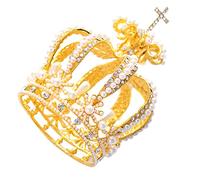 PartyKindom Baroque Vintage Large Crown Tiara with Rhinestones for Weddings and Parties Luxury Round Headband Hair Accessories for Brides and Queens