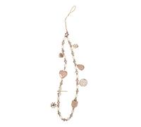 PartyKindom Beaded Phone Lanyard for Women DIY Decorated Anti-Lost Mobile Chain Beige Crystal Holiday Style Wrist Strap Adjustable Size Detachable Hooks