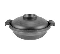 PartyKindom Black Ceramic Casserole Dish with Lid - 18cm Porcelain Cooking Pot for Korean & Japanese Cuisine - Ideal for Stews Soups and Baking Kitchen Essential