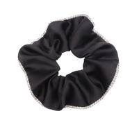 PartyKindom Black Satin Texture Elastic Hair Rope for Women Ponytail Holder with Smooth Finish Fashionable Hair Scrunchy for Secure No Slip and Styles
