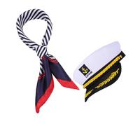 PartyKindom Boat Captain Hat and Scarf for Men Women Nautical Style Costume Accessories for Themed Parties Effortless Transformation Attention to Detail