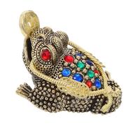 PartyKindom Brass Three-legged Money Toad Ornament Hollow Desktop Sculpture for Wealth Decoration Stable Flat-bottomed Frog Statue for Living Office Bedroom Unique Feng Shui Adornment