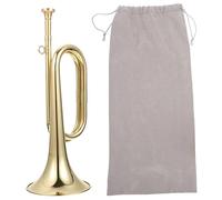 PartyKindom Brass Trumpet Bugle with Carry Bag Military Orchestra Wind Instrument Beginner Bugle for School Band and Cavalry Marching Use