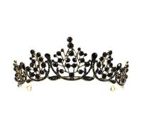 PartyKindom Bridal Headpiece Wedding Hair Decoration Vintage Baroque Alloy Crystal Suitable for Long Or Short Hair Bridesmaids Parties Dances Crown Shape Black