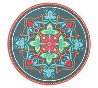 PartyKindom Buddhist Sound Bowl Rounded Cushion Large Mat for Meditation and Prayer Non Slip Pad to Secure Singing Bowls Decorative Exotic Deep Green Mat for Home and Office