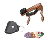 PartyKindom Capo and Picks Guitar Pick Set Deep Wood Grain Capo for Guitar Tuning Accessory Includes Portable Holder for Acoustic