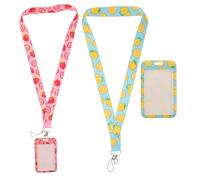 PartyKindom Card Sleeve Securely Store Valuables Polyester and Plastic Material 2pcs Fruit Pattern Badge Holder with Lanyard for Students and Engineers in School or Work