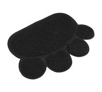 PartyKindom Cat Litter Mat Paw Shaped Non Slip Durable Pet Pad for Indoor Cats Heat and Cold Resistant Feeding Mat to Protect Floors and Claws Easy to Clean Black