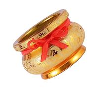PartyKindom Ceramic Buddhist Offering Basin Temple Enshrine Censer with Traditional Patterns for Home Office Shop Decor Wealth and Prosperity Symbol