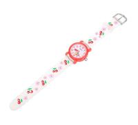 PartyKindom Children Waterproof Watch Cartoon Cherry Silicon Student Wristwatch with Floret Pattern Comfortable Band
