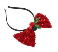 PartyKindom Christmas Bow Headband for Girls, Red Velvet Festival Hair Accessory Sequin Decoration, Xmas Party Cosplay Hairband for Children