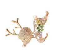 PartyKindom Christmas Elk Brooch Pin Glossy Animal Corsage with Elegant Design for Women Holiday Parties and Daily Wear Festive Clothing Accessory Gift