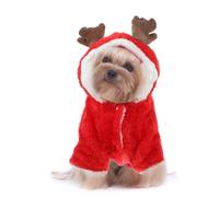 PartyKindom Christmas Elk Pet Hoodie Warm Dog Clothes Cozy Puppy Coat for Autumn and Cold Days Comfortable Skin Friendly Xmas Costume for Dogs and Cats