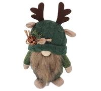 PartyKindom Christmas Gnome Doll with Deer Antlers Forest Theme Tabletop Decoration for Home Office Holiday Display Cute Knitted Figurine for Winter Mantel and