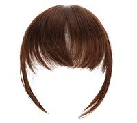 PartyKindom Clip in Hair Bangs with Sideburns, Synthetic Fake Hair Pieces, Light Brown Air Bangs for Women, Natural Seamless Front Fringe Hairpiece for Daily Wear