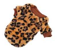 PartyKindom Comfortable Dog Sweater Soft Warm Fleece Pet Clothing Autumn Winter Decorative Outfit for Small Dogs Cozy Two Legged Flannel Clothes in Brown Leopard Print S