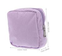 PartyKindom Corduroy Small Sanitary Napkin Storage Bag with Multiple Compartments Compact Makeup Pouch for Women Portable Period Pad Organizer Light Purple