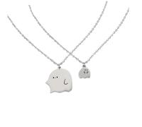 PartyKindom Couple Ghost Pendant Necklace Set Cute Cartoon Matching Jewelry for Him and Her Friendship Necklaces for Couples 1 Pair Unique Design