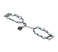 PartyKindom Creative Comfortable Metal Pearl Watch Strap for Watch Luxury Wristband with Night Glow Black-grey Suitable for Casual Business Formal Attire