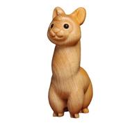 PartyKindom Creative Hand-carved Wooden Alpaca Ornament Small Animal Figurine for Desk Shelf Home Office Decor Charming Desktop Animal Craft