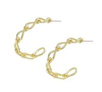 PartyKindom Creative Irregular C Shaped Earrings for Women Retro Geometric Metal Ear Studs Unique Ear Jewelry for Casual Work Travel Girlfriends and Sisters