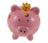 PartyKindom Creative Pink Ceramic Crown Piggy Bank Cartoon Pig Coin Holder for Home Desktop Decor Practical Money Box Gift for Cultivate Savings and Financial Skills