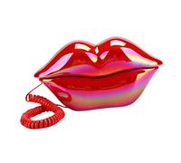 PartyKindom Creative Red-Lips Landline Phone Ornament Made of Abs and Electronic Engineering Materials, Stylish Lip Shaped Corded Phone for Home Decoration and Props, Unique Retro Tabletop
