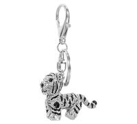 PartyKindom Creative Tiger Statue Key Chain Silver Bag Hanging Ornament with Rhinestone Details Practical DIY Craft Pendant for Women Durable Key Ring for Bags and Purses