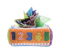 PartyKindom Crinkle Sensory Tissue Box for Soft Montessori Educational Cloth Book with Numbers and Letters Early Learning Cognitive Development Shower