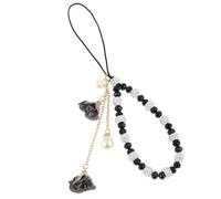 PartyKindom Crystal Flower Pendant Wrist Strap for Phone Non-Slip Beaded Lanyard Charm Cute Mobile Phone Strap with Strong Thread Ideal for Keys and Small Accessories