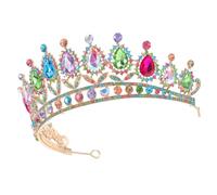 PartyKindom Crystal Glass Queen Crown Lightweight Bridal Tiara for Women Handembedded Headpiece Versatile Wedding Birthday Party Evening Dress Hair Accessories