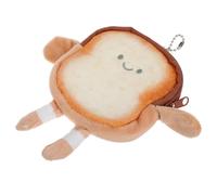 PartyKindom Cute Small Coin Purse Plush Toast Shape Wallet with Multifunctional Storage for Coins and Earphones, Compact Fabric Design for Shopping and Sports
