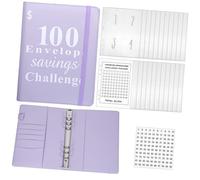 PartyKindom Day Savings Challenge Book with Printed Pages and Sticker Purple Money Organizer Binder for Cash Expense Tracker and Money Saving System with Elastic Rope Closure Portable Cash