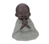 PartyKindom Delicate Little Monk Pet Desktop Ornament for Home and Office Handcrafted Purple Clay Laughing Buddha Statue Peaceful Decoration for Bedroom Living Room Study with Fortune Meaning