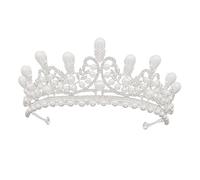 PartyKindom Diamond Pearl Crown Tiara with Imitated Pearls and Rhinestones Silver Bridal Headdress for Weddings Proms Parties Engagements Elegant Shiny Headwear Accessory