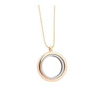 PartyKindom DIY Golden Alloy Circle Locket Pendant Necklace with Clear Glass Photo Frame Floating Charm Holder for Men and Women Memory Jewelry Gift