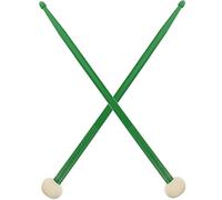 PartyKindom Double-ended Nylon and Felt Drumsticks Pair, Universal Percussion Sticks for Drum Kit and Marching Band, Deep Green Color Performance Drum Accessories