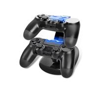 PartyKindom Dual Usb Controller Charging Dock Station for Pro and Slim Gamepad Controllers with Led Indicator, Fast Usb Charger Stand in Black for Gaming Accessories in Home Entertainment