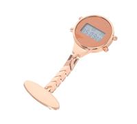 PartyKindom Electronic Digital Lapel Pin Watch with Alarm Stopwatch Calendar Week Display Rose Gold Hanging Fob Pocket Watch for Medical Staff and Students