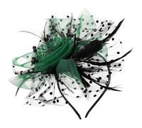 PartyKindom Elegant Green Hats for Weddings Featuring Retro Mesh Net Plume, Comfortable Hair Accessories for Women with Hair Clips and Headbands, for Banquet Headwear and Special Occasions