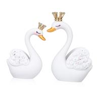 PartyKindom Elegant Resin Swan Figurines with Crown Design Couple Sculpture for Home Car Dashboard Office Decor Meticulously Crafted White Swan Ornaments for Wedding and Gift Present