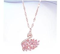 PartyKindom Elegant Rose Shaped Zircon Necklace Choker Pink Neck Chain Jewelry for Women Special Occasions Birthday Gift