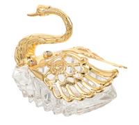 PartyKindom Elegant Swan Shaped Sugar Canister Decorative Condiment Jar for Kitchen and Dining European Modern Style Storage Bowl for Sugar and Spices Space Saving Crystal Design Gold Finish