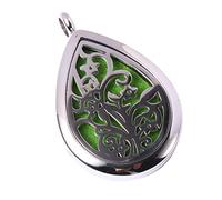 PartyKindom Essential Oil Pendant Necklace Hollow-out Teardrop Design in Stainless Steel Aromatherapy Diffuser Felt Pads for Enthusiasts Random Color