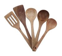 PartyKindom Essential Wooden Kitchen Utensils Set Heat Resistant Natural Cooking Spatula and Large Soup Ladle for Nonstick Cookware Kitchenware Tools for Everyday Use