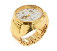 PartyKindom Fashionable Cat Pattern Finger Ring Watch for Women Alloy Jewelry Ring Watch with Bright Golden Color Small and Stylish Accessory for Daily Wear
