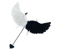 PartyKindom Feathered Wings Costume Prop with Comfortable Shoulder Straps for Halloween Cosplay and Festival Dress Up Black and White for Masquerade and Performance
