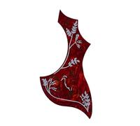 PartyKindom Flower and Bird Pattern Self Adhesive Pickguard Sticker for Acoustic Guitar Durable Surface From Scratches Easy Installation Dark Red